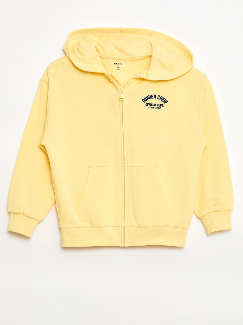 Camisola com capuz folgada bordada Amarelo - Kiabi