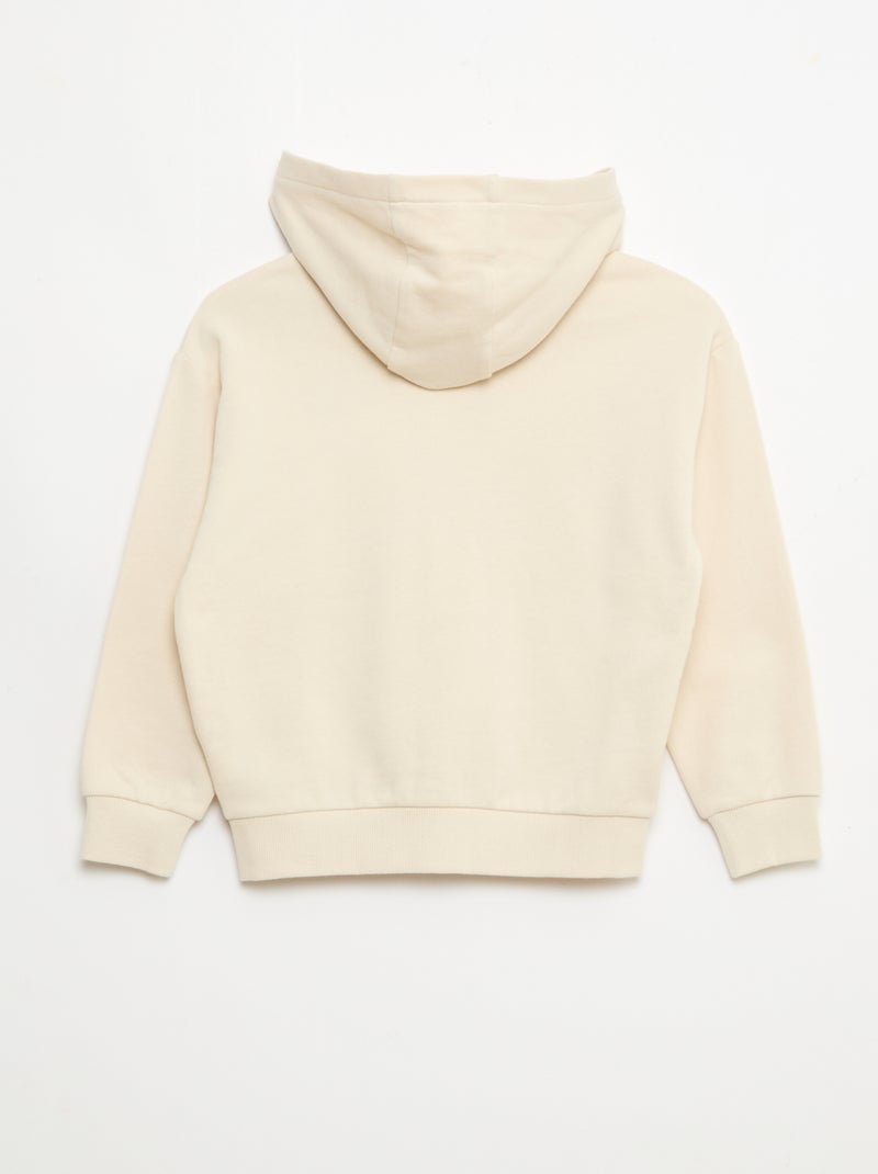 Camisola com capuz folgada bordada Branco - Kiabi