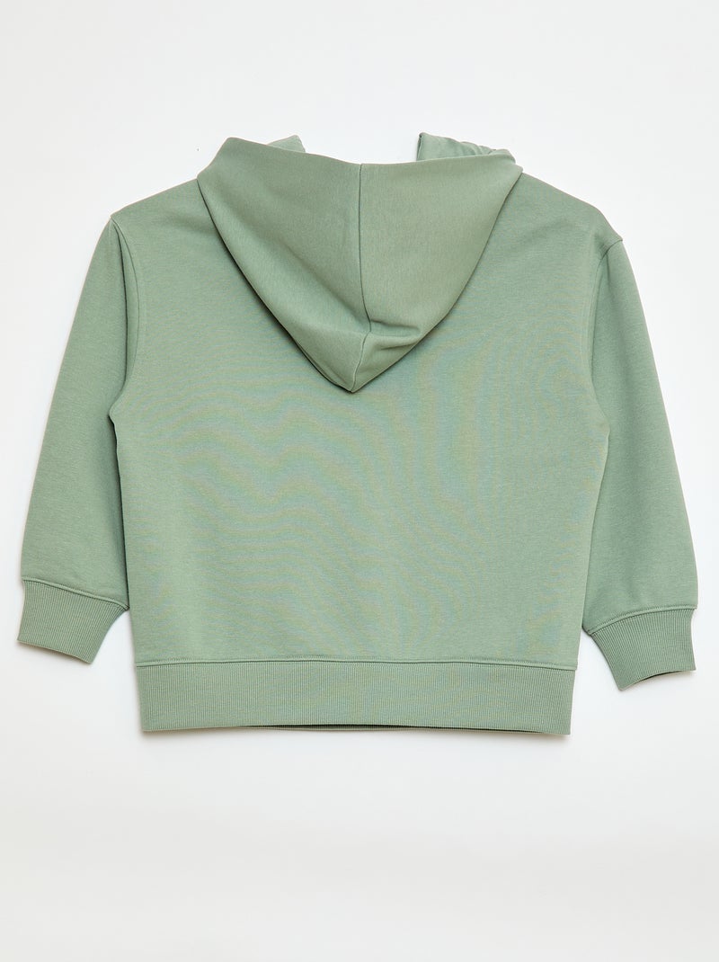 Camisola com capuz lisa com bolso canguru Verde - Kiabi