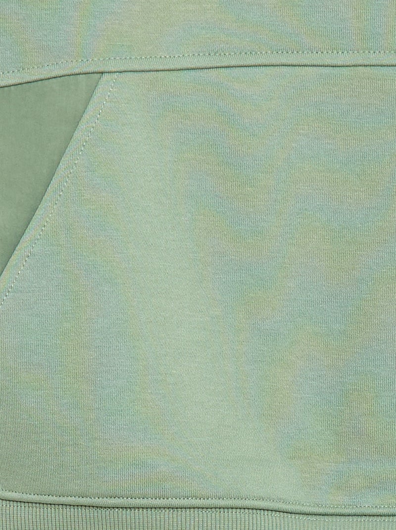Camisola com capuz lisa com bolso canguru Verde - Kiabi