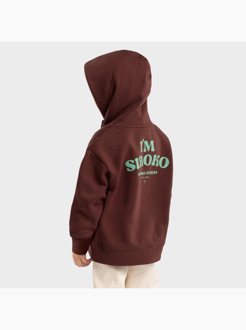 Camisola com capuz para rapariga Castanho - Kiabi