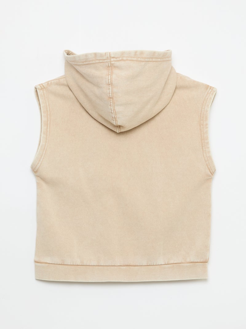 Camisola com capuz sem mangas Bege - Kiabi