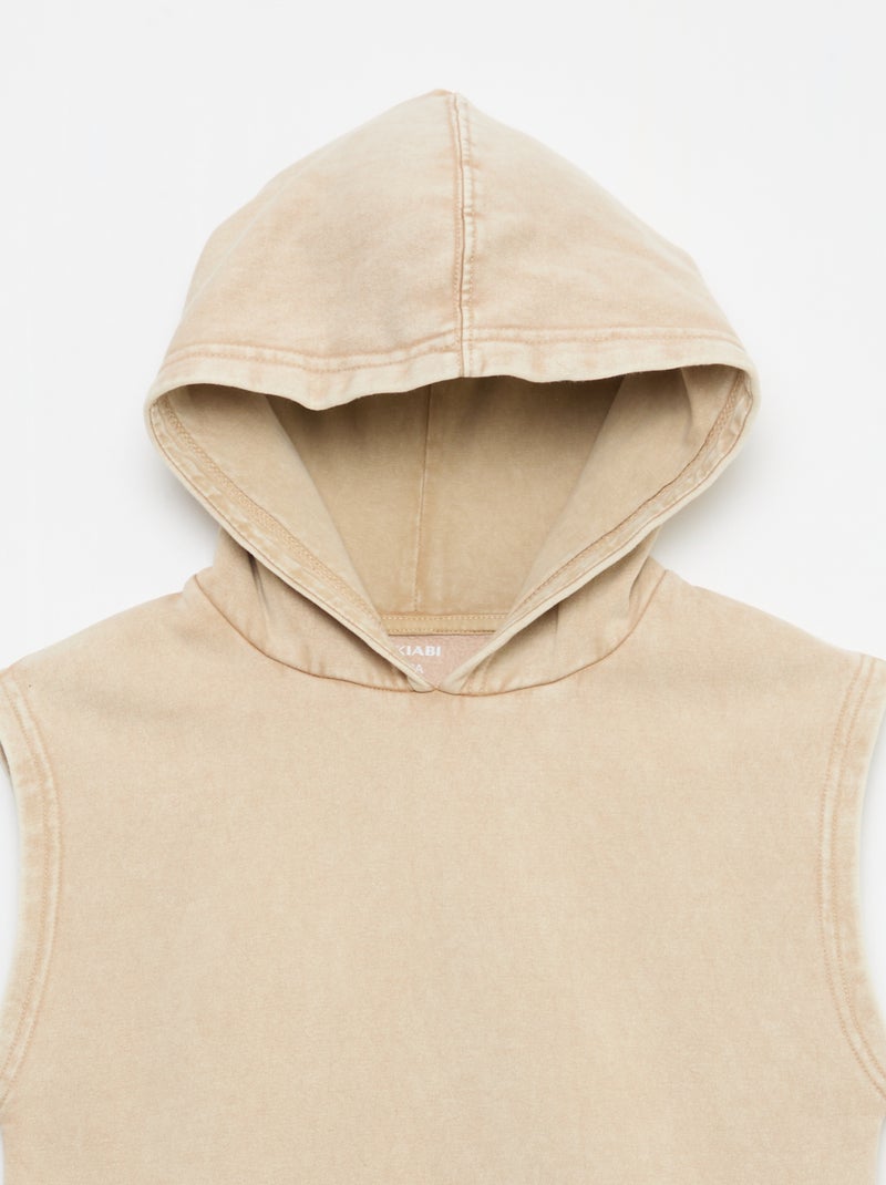 Camisola com capuz sem mangas Bege - Kiabi