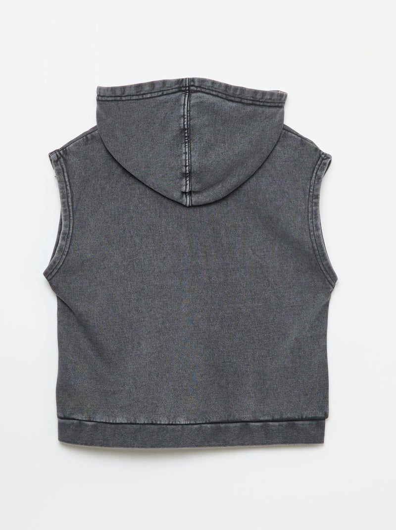 Camisola com capuz sem mangas Cinza - Kiabi