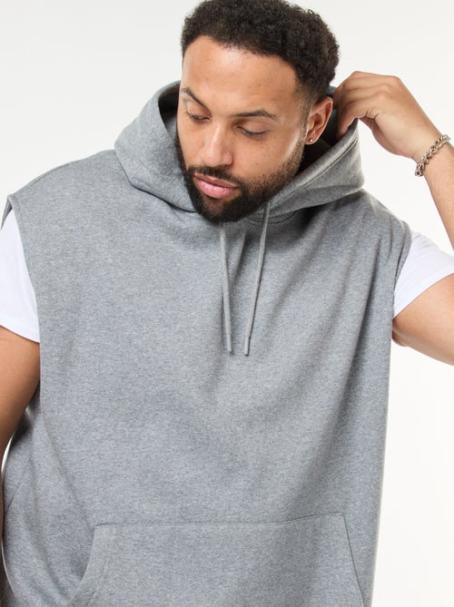 Camisola com capuz sem mangas e bolso canguru - Kiabi