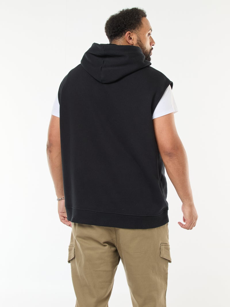 Camisola com capuz sem mangas e bolso canguru Preto - Kiabi
