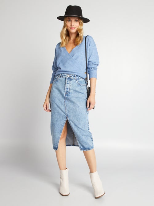Camisola com decote cruzado - Kiabi