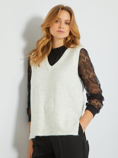 Camisola com decote em bico sem manga - Kiabi
