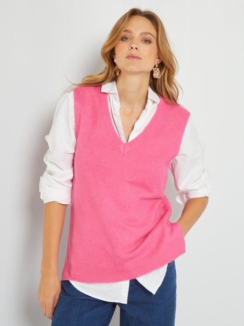 Camisola com decote em bico sem manga - Kiabi
