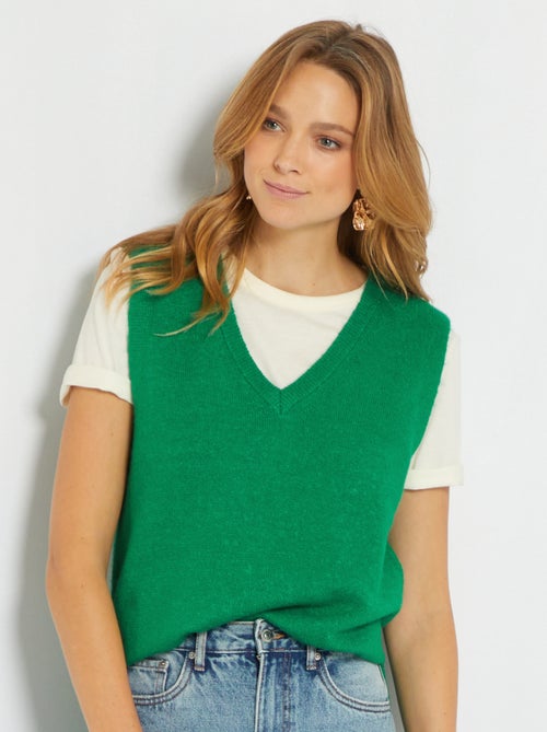 Camisola com decote em bico sem manga - Kiabi