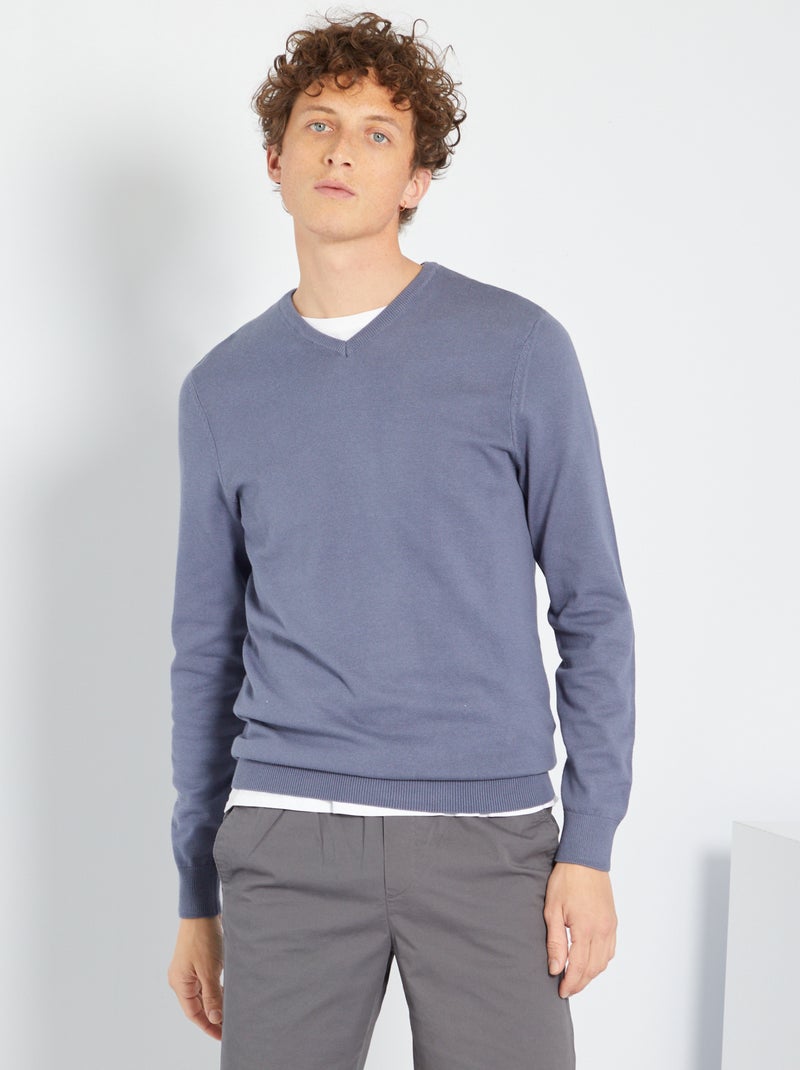 Camisola com decote em V CINZA - Kiabi
