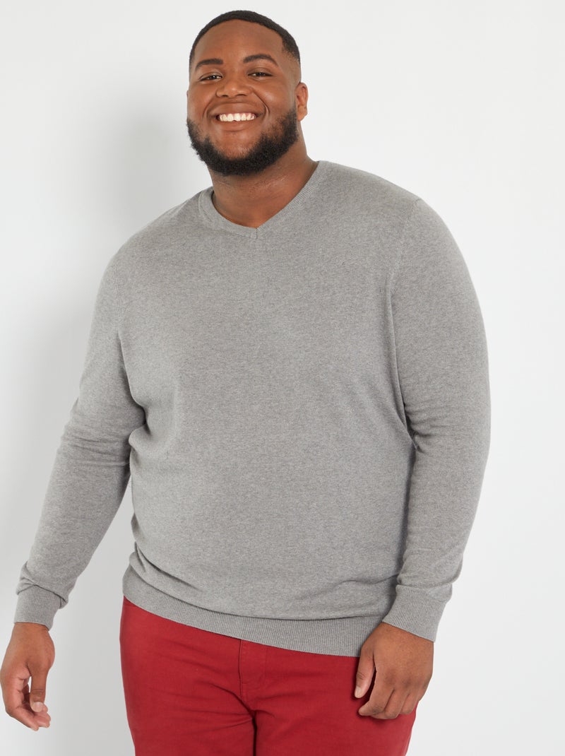 Camisola com decote em V CINZA - Kiabi