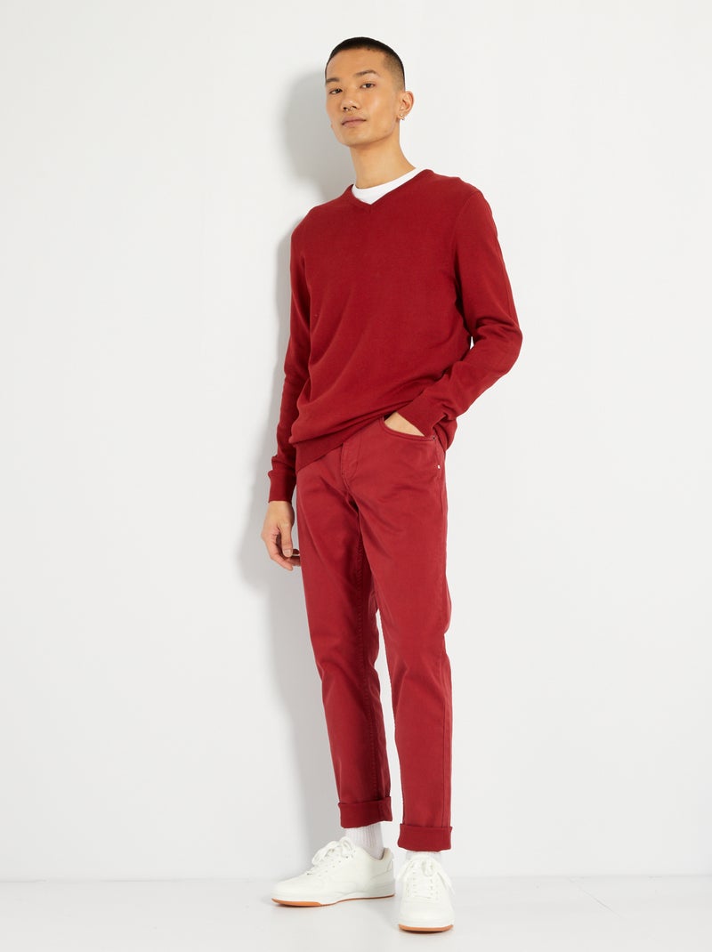 Camisola com decote em V VERMELHO - Kiabi