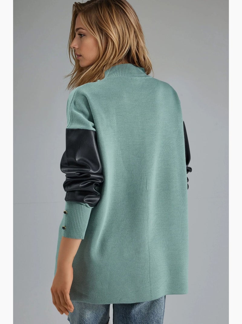 Camisola com detalhes em pele sintética my fashion Verde pastel - Kiabi