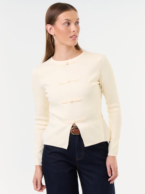 Camisola com detalhes mandarins - Kiabi