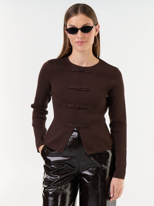 Camisola com detalhes mandarins - Kiabi