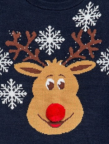 Camisola com estampado de 'cervo' + pompom