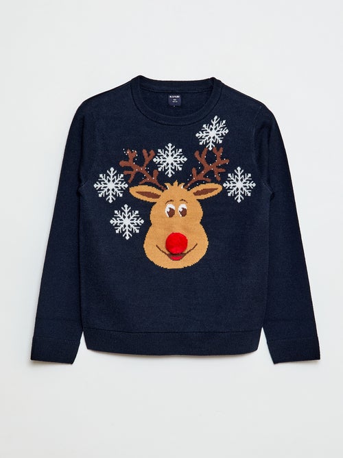 Camisola com estampado de 'cervo' + pompom - Kiabi