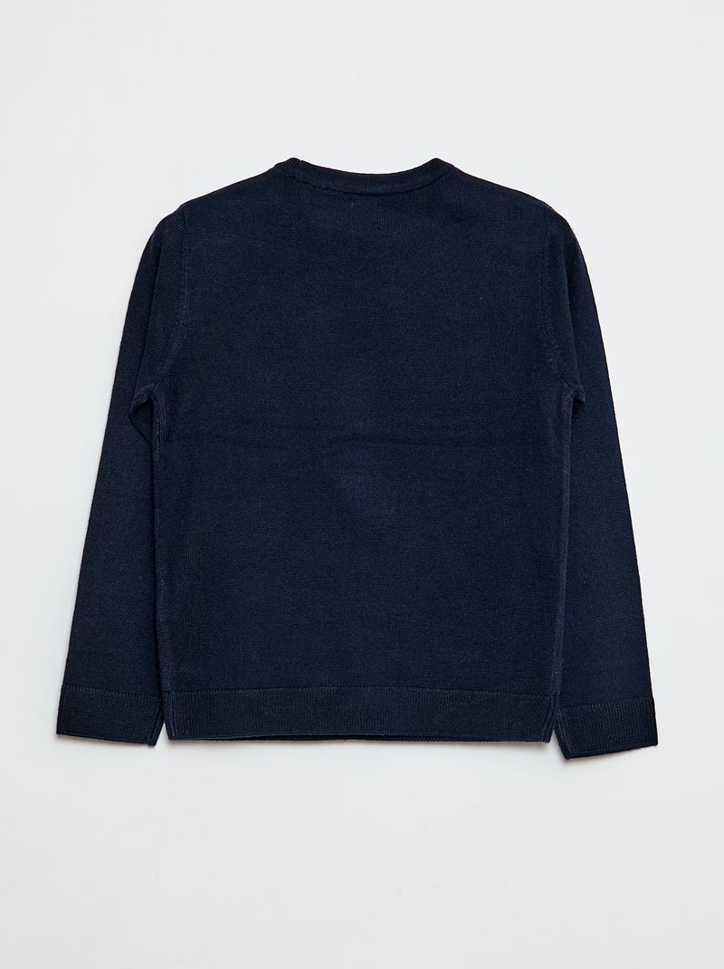 Camisola com estampado de 'cervo' + pompom Azul - Kiabi