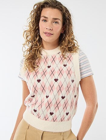 Camisola com estampado de losangos - Dia dos Namorados
