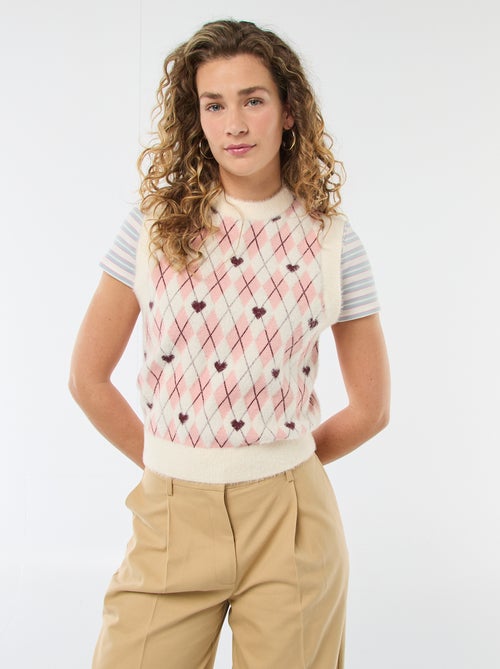 Camisola com estampado de losangos - Dia dos Namorados - Kiabi