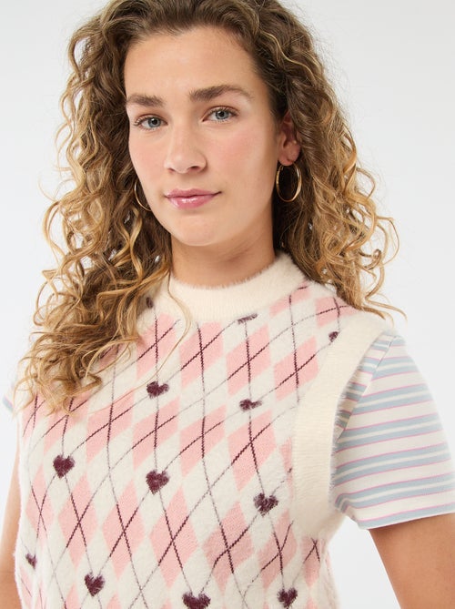 Camisola com estampado de losangos - Dia dos Namorados - Kiabi