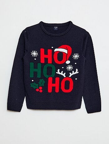 Camisola com estampado de 'Natal' com gola redonda