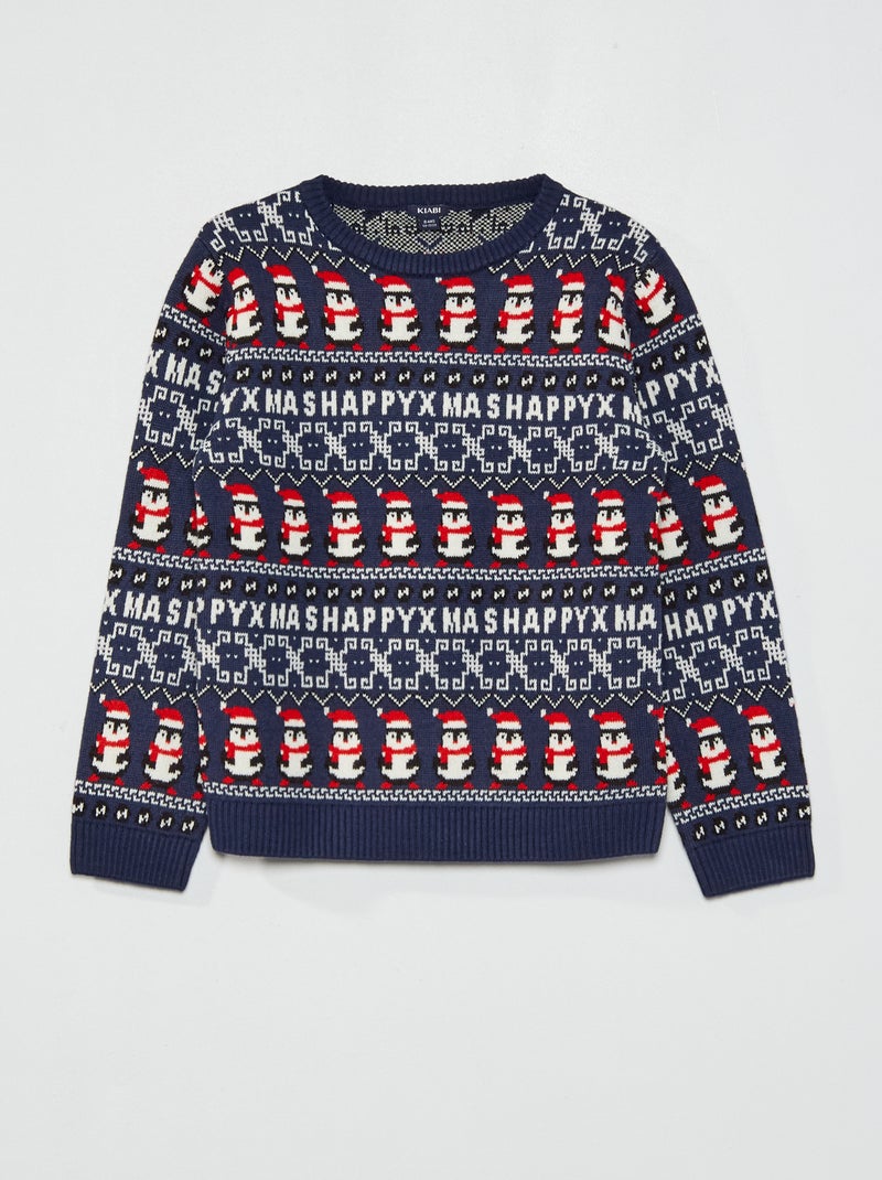 Camisola com estampado 'Natal' AZUL - Kiabi