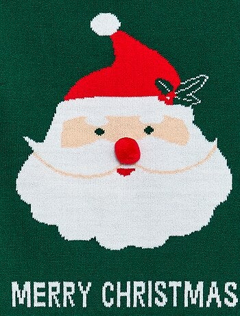 Camisola com estampado 'Pai Natal' de gola redonda
