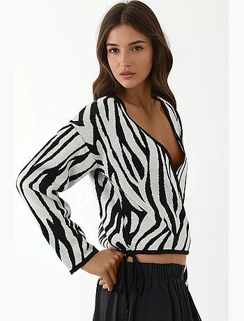 Camisola com estampado zebra e decote em v hiccup