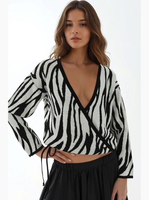 Camisola com estampado zebra e decote em v hiccup - Kiabi