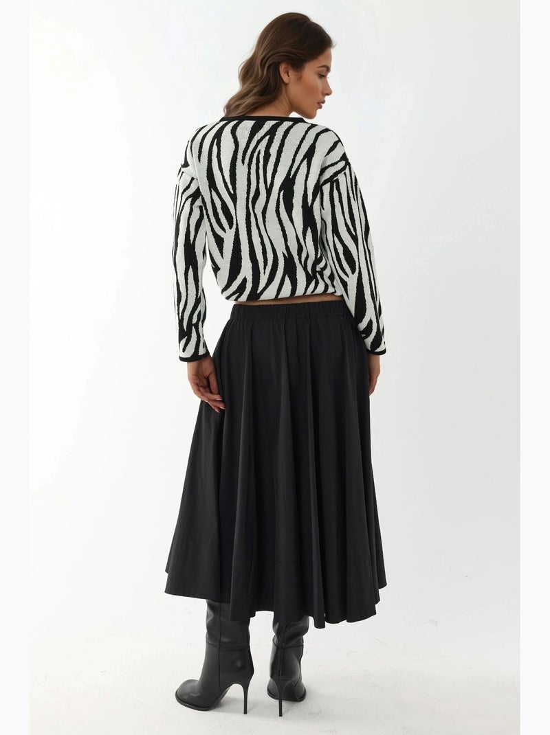 Camisola com estampado zebra e decote em v hiccup Branco Preto - Kiabi