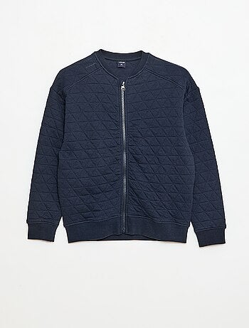 Sweat com fecho de correr acolchoado em algodão liso