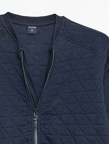 Sweat com fecho de correr acolchoado em algodão liso