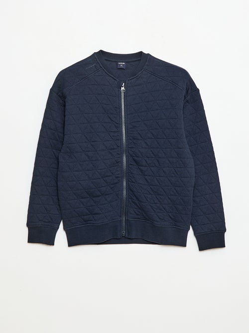 Camisola com fecho de correr acolchoada em algodão lisa - Kiabi