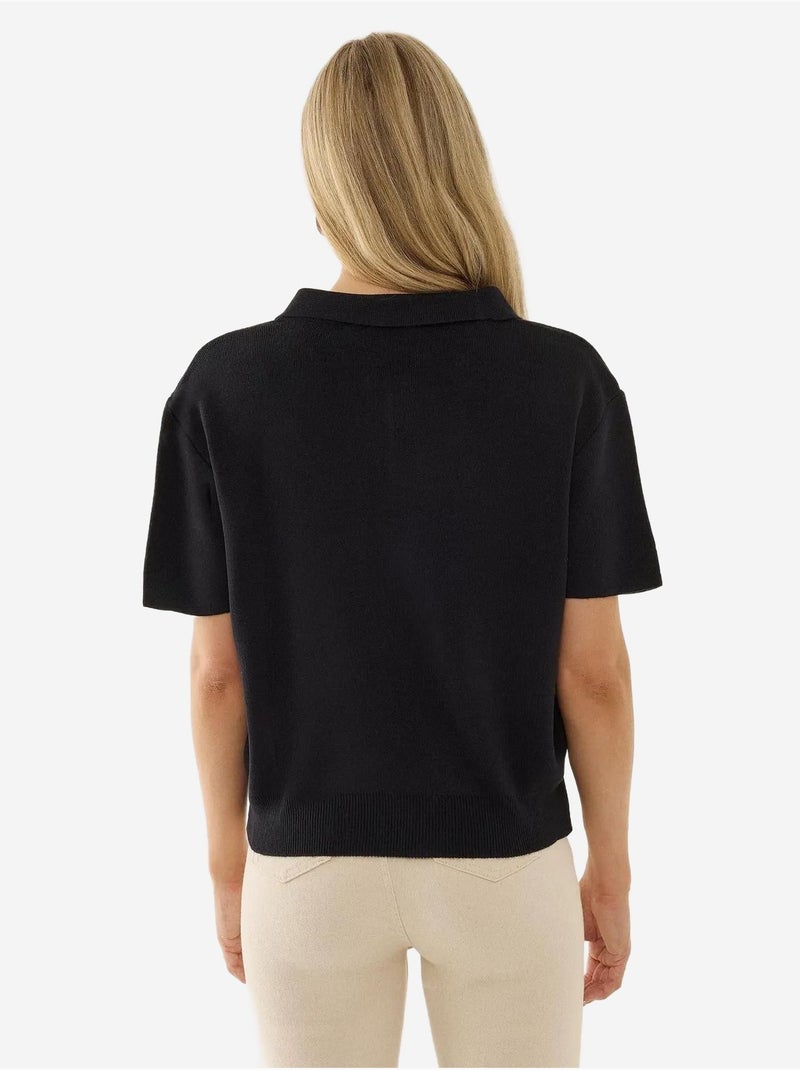 Camisola com fecho e gola polo Cinza antracite - Kiabi