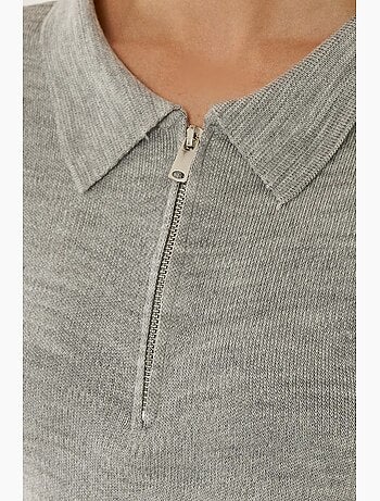 Camisola com fecho e gola polo