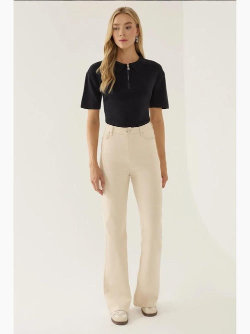 Camisola com fecho e gola polo hiccup - Kiabi Camisola com fecho e gola polo hiccup - Kiabi