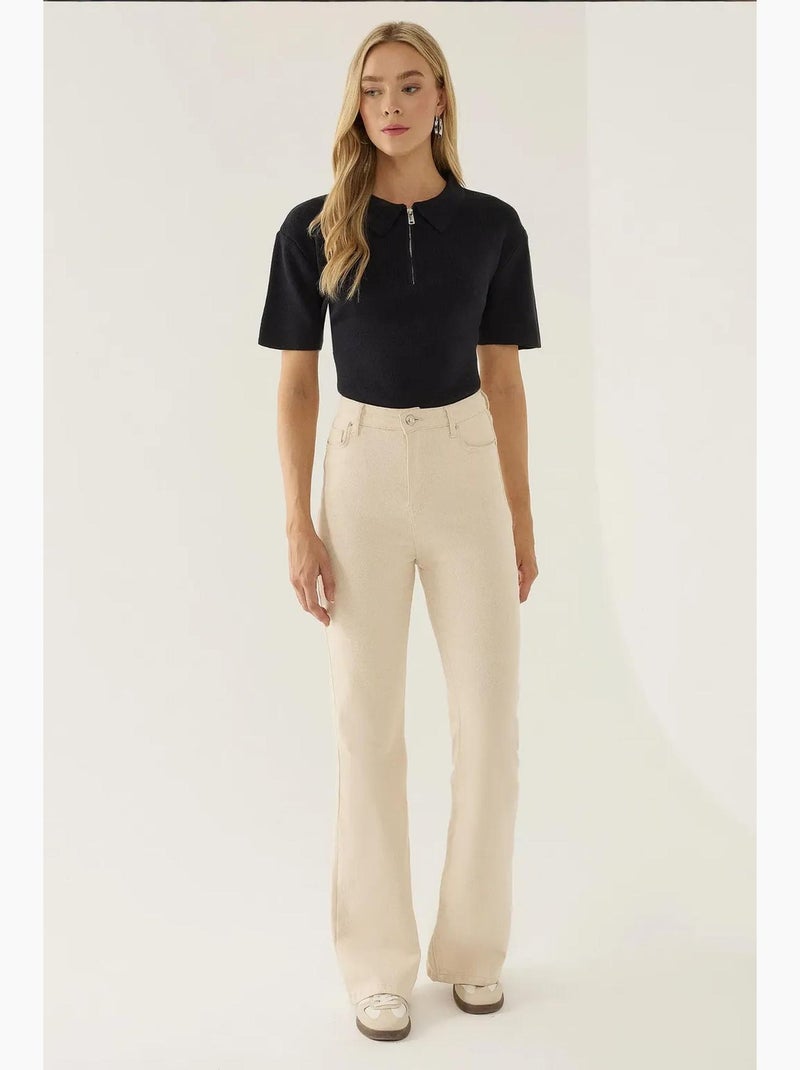 Camisola com fecho e gola polo hiccup Cinza-preto - Kiabi