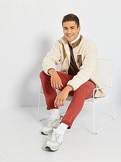 Camisola com fecho tipo sherpa - Kiabi