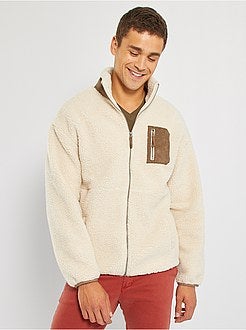 Camisola com fecho tipo sherpa - Kiabi