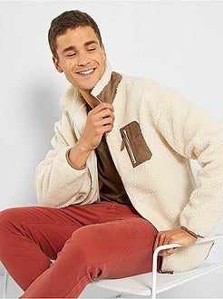 Camisola com fecho tipo sherpa - Kiabi