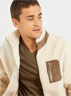 Camisola com fecho tipo sherpa - Kiabi