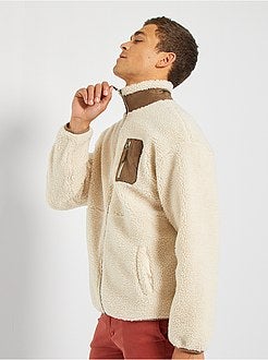 Camisola com fecho tipo sherpa - Kiabi