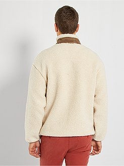 Camisola com fecho tipo sherpa - Kiabi