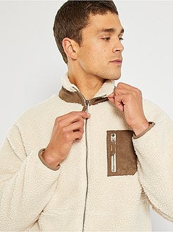 Camisola com fecho tipo sherpa - Kiabi