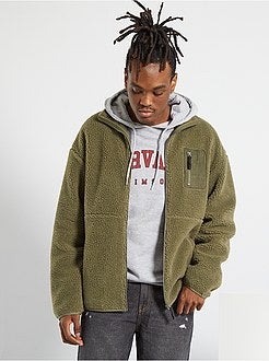 Camisola com fecho tipo sherpa - Kiabi