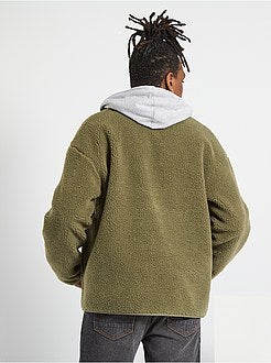 Camisola com fecho tipo sherpa - Kiabi