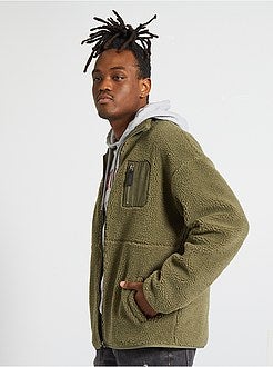 Camisola com fecho tipo sherpa - Kiabi