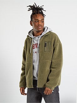 Camisola com fecho tipo sherpa - Kiabi